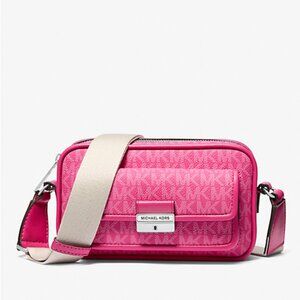 New Michael Kors Bradshaw Extra-Small Logo Camera Crossbody bag Dragon Fruit